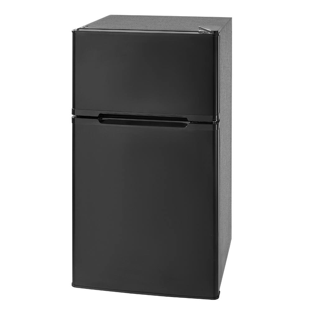 Loheer - 3.2 Cu.Ft Mini Fridge with Freezer Two Door Compact Refrigerator Quiet Dorm Fridge Adjustable Shelves - Black