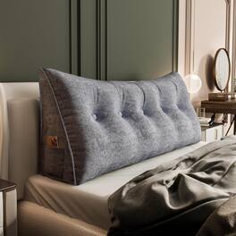 wowmax - Queen Headboard Pillow - Plush Triangle Wedge for Sitting Up in Bed Reading Support - Gray