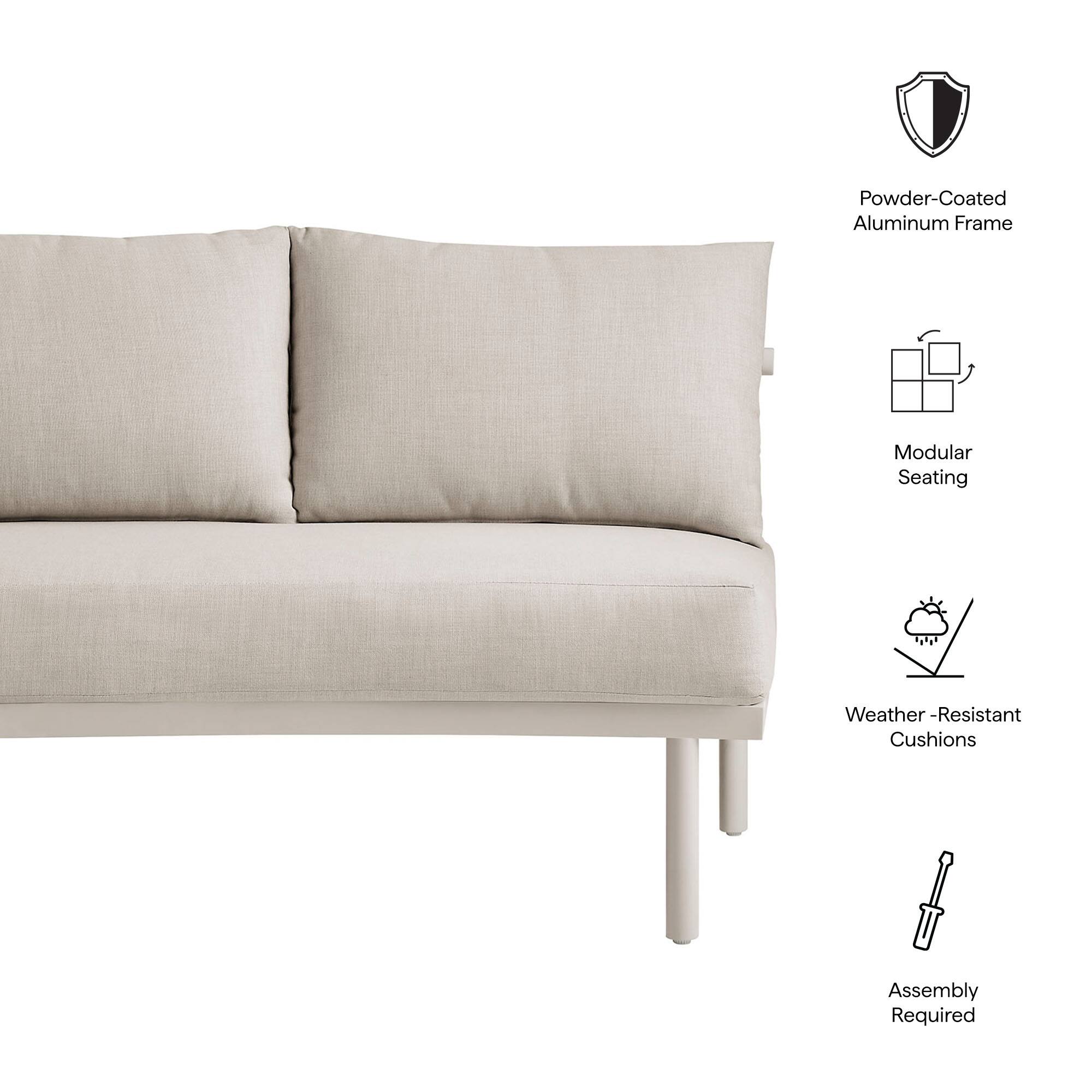 Powder-Coated Aluminum Frame  
Modular Seating  
Weather-Resistant Cushions  
Assembly Required