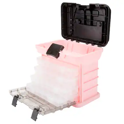 Front. Stalwart - Small Parts Organizer Tool Box - Pink.