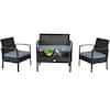 Front. Costway - Costway 4PCS Patio Rattan Furniture Set Garden Deck - Black.