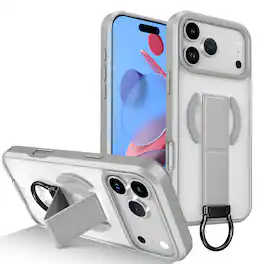 Dteck - Magnetic Case for Apple iPhone 17 Pro Max,Shockproof Cover with Grip Ring,Support Wireless Charging Matte Stand Case - Gray