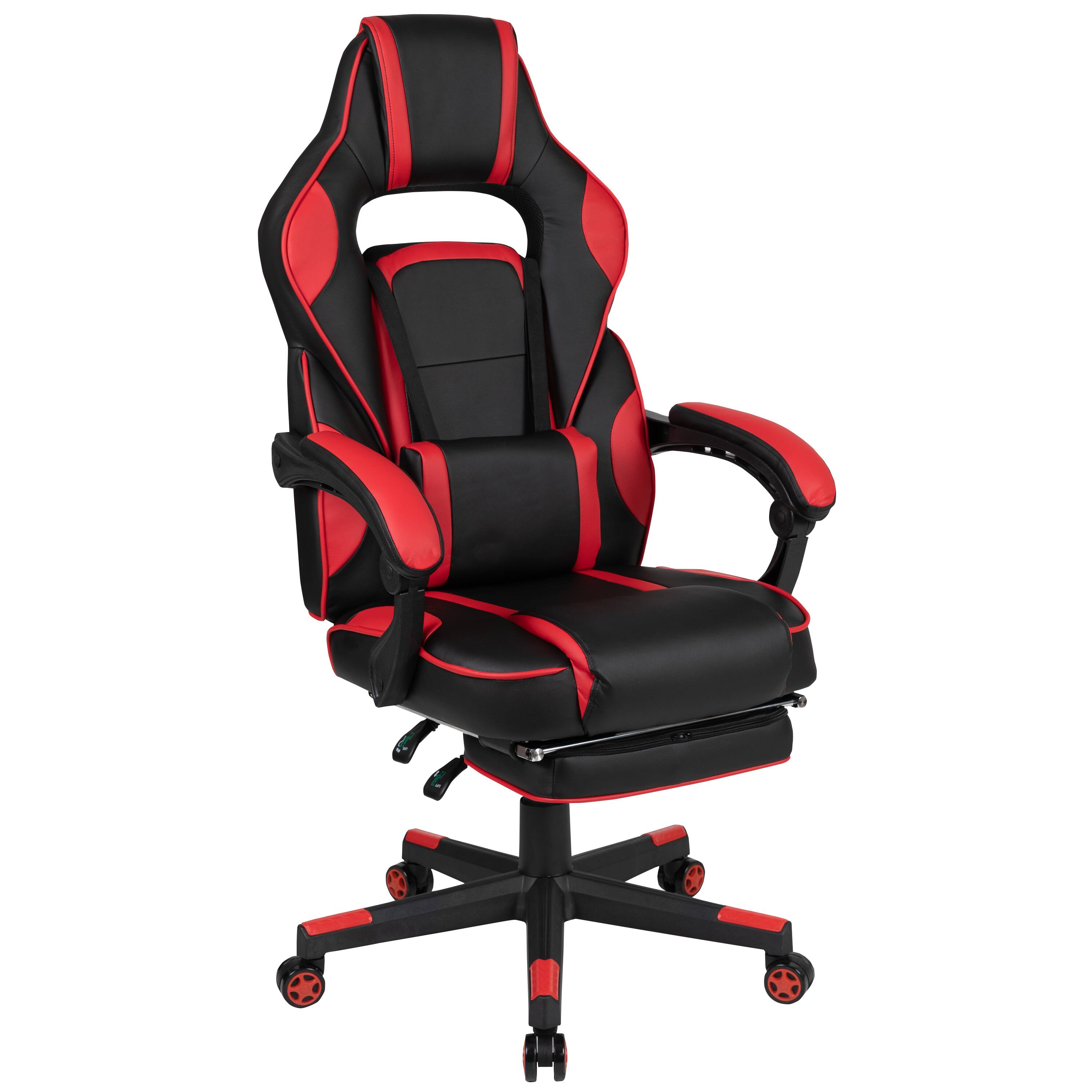 Alt View 9. Emma + Oliver - Gaming Bundle-Cup/Headphone Desk & Reclining Footrest Chair - Red.