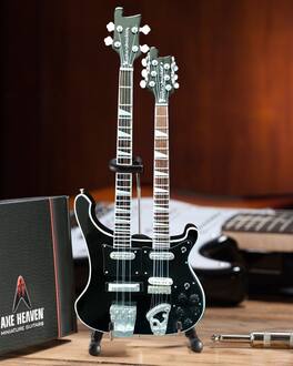 Geddy Lee - Axe Heaven Signature Double Neck Black Mini Bass Guitar Replica Collectible GL220 - Collectibles - Multicolor