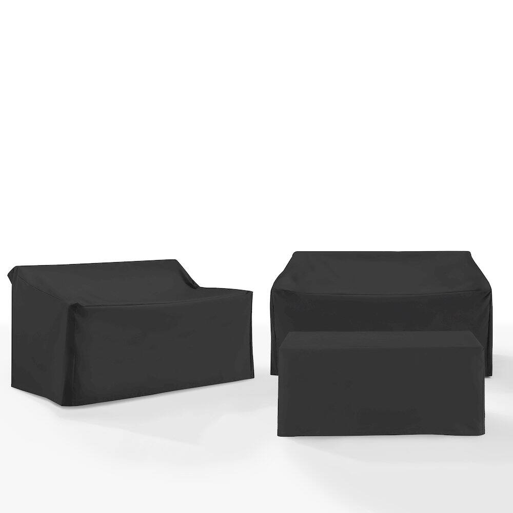Alt View 4. Crosley Furniture - 3Pc Outdoor Furniture Cover Set - 2 Loveseats & 1 Coffee Table - Black.