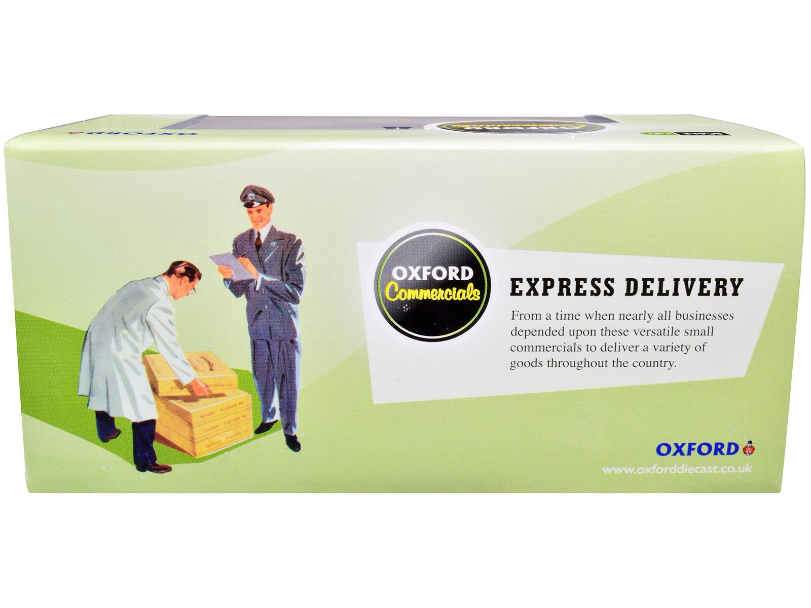 OXFORD Commercials  
EXPRESS DELIVERY  
From a time when nearly all businesses depended upon these versatile small commercials to deliver a variety of goods throughout the country.  

OXFORD  
www.oxforddiecast.co.uk