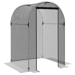 Outsunny - 4' x 4' Crop Cage, Plant Protection Tent with Zippered Door and Galvanized Steel Frame - Black