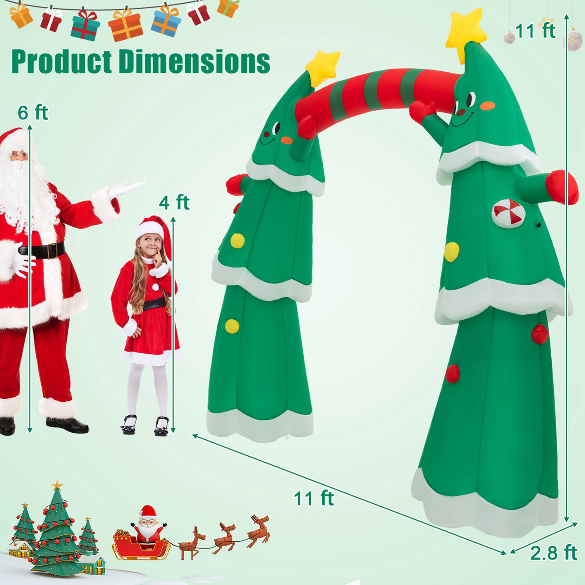 Product Dimensions: 11 ft, 6 ft, 4 ft, 11 ft, 2.8 ft.