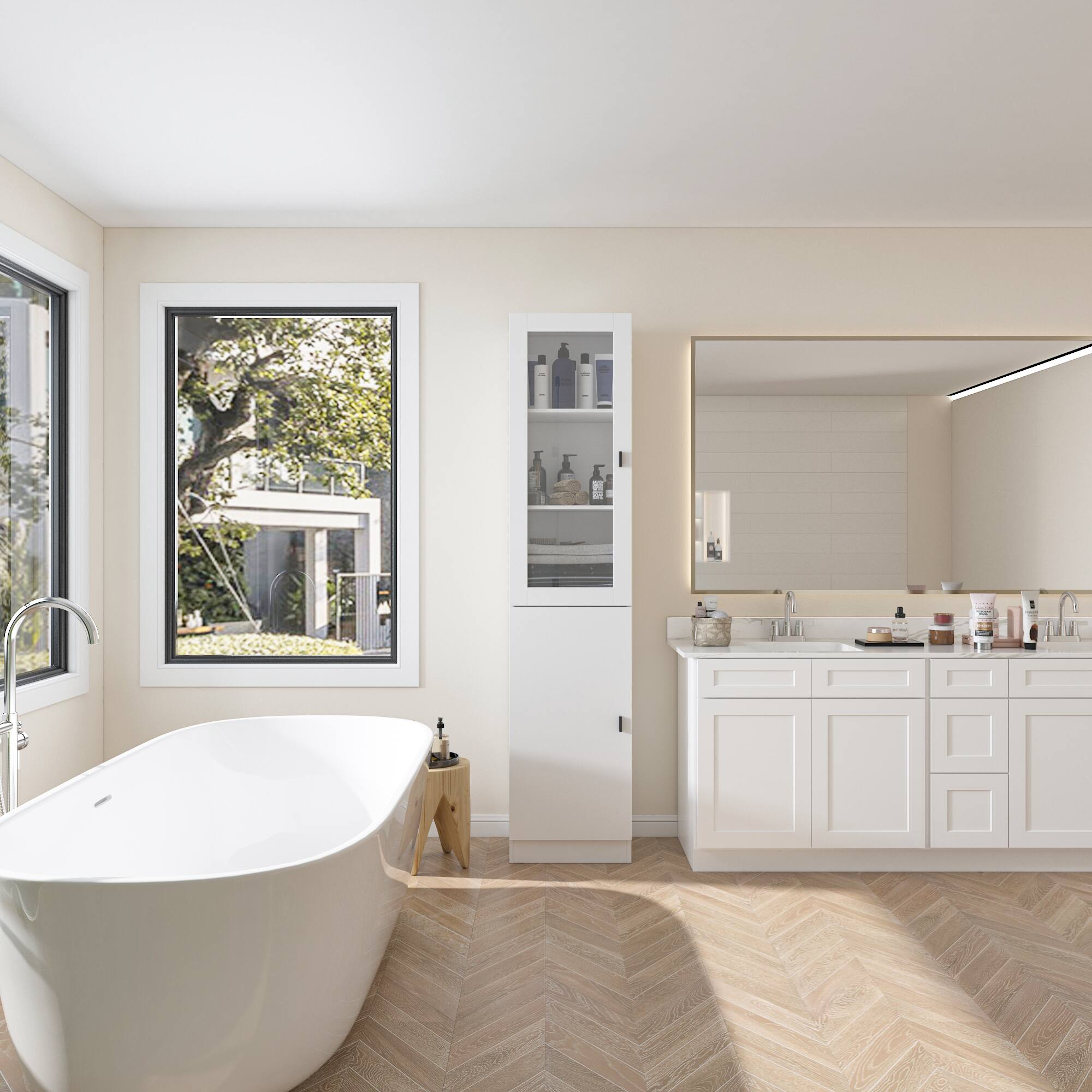 Alt View 9. FUFU & GAGA - Slim Multi-Purpose Storage Cabinet with Adjustable Shelves for Living Room and Bathroom - White.