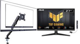 ASUS - TUF Gaming 27" FHD IPS Monitor, Anti-Glare, Flicker Free, HDMI, Color w/DKZ Hub & ErgoFlexy Single Mount Arm - Black
