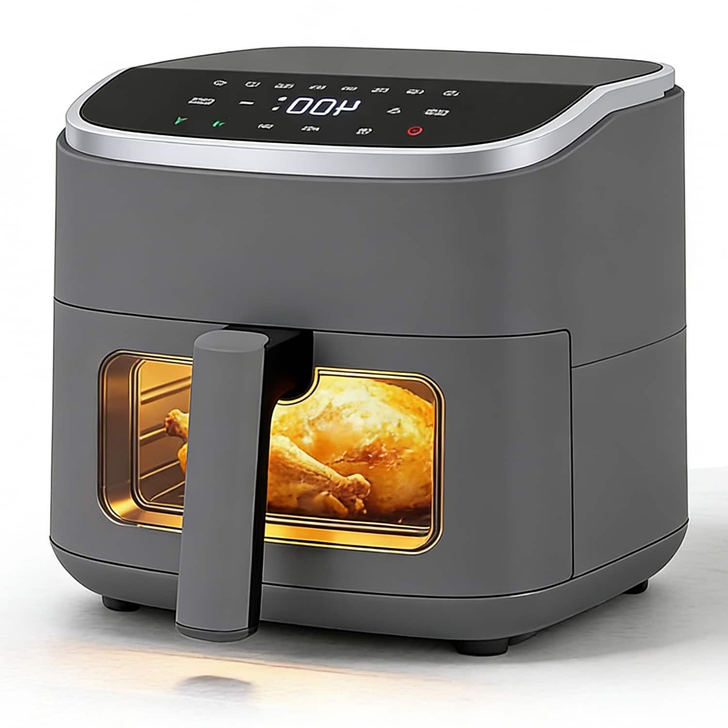 Sweet - 4QT Air Fryer with Visible Window, 8-In-1 Touchscreen Air Fryer with Nonstick Dishwasher Safe Basket - Gray