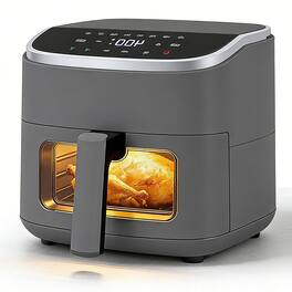 Sweet - 4QT Air Fryer with Visible Window, 8-In-1 Touchscreen Air Fryer with Nonstick Dishwasher Safe Basket - Gray