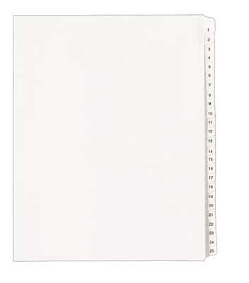 Avery - Legal Pre-Printed Numeric Paper Divider, 1 -25 Tabs, 1 Set - White price history on PriceWatchPro