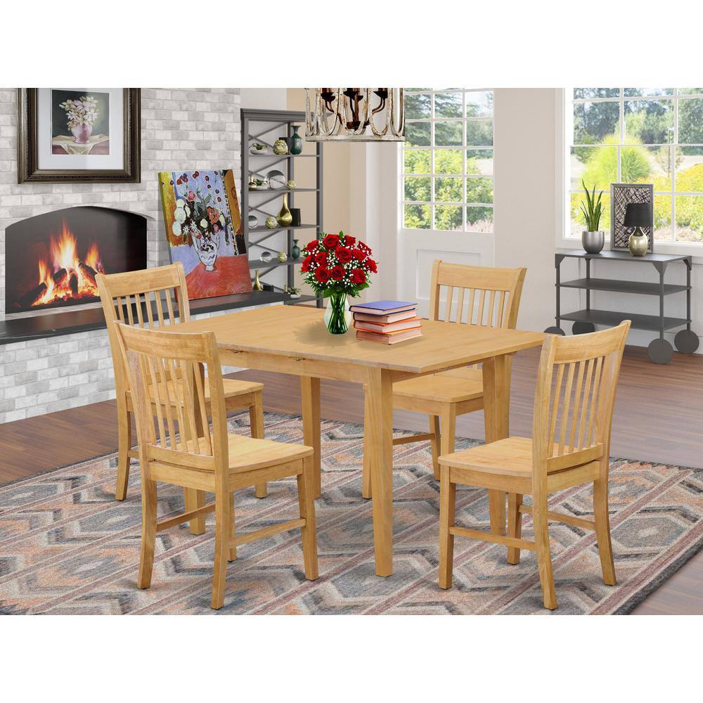 Left. East West Furniture - 5 Pc dinette set - Dining Tables for small spaces and 4 Chairs for Dining room - Oak.