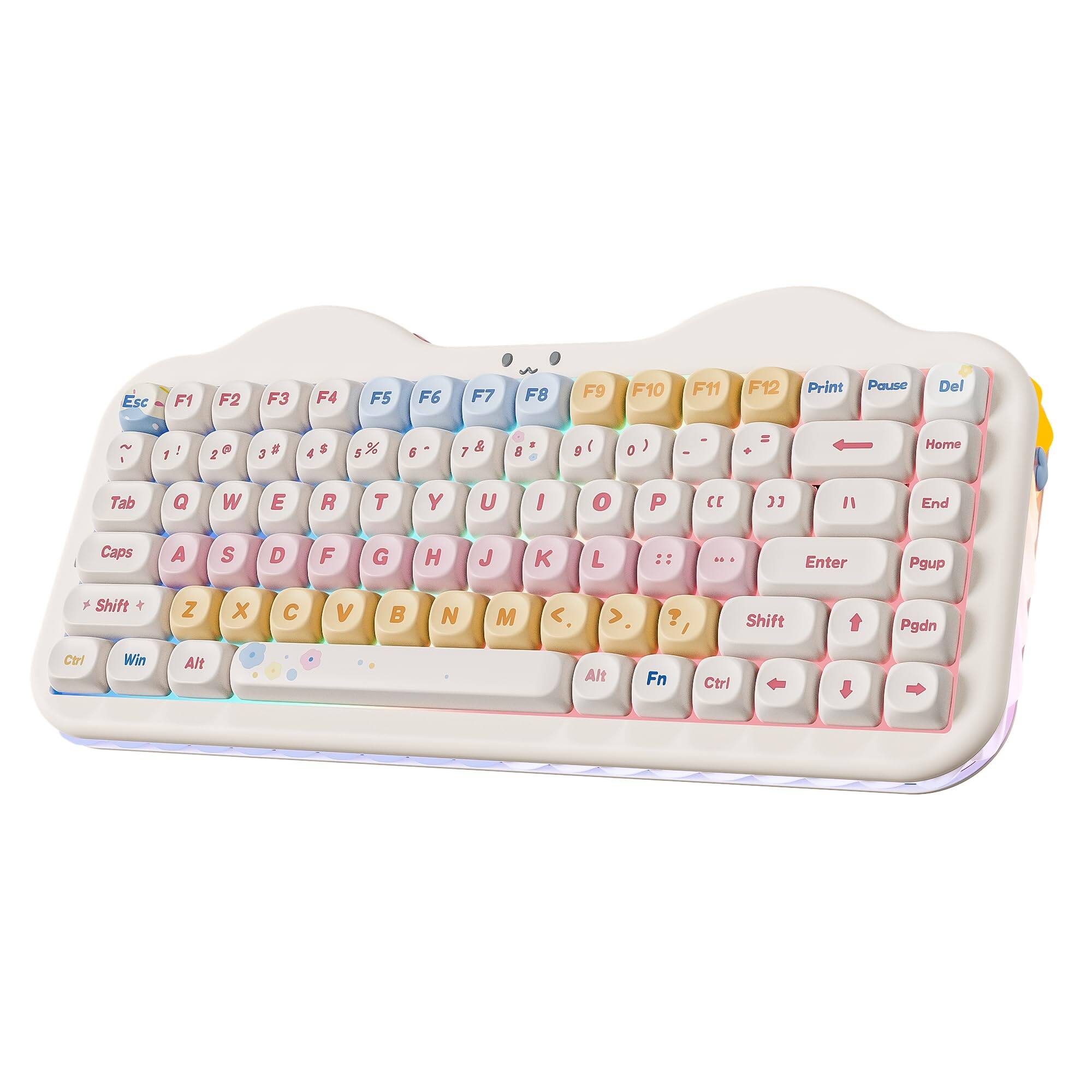 PO3TICJUNKI3 - C75 Wireless Mechanical 75 Layout Hot-swappable Nkro Bt5 0 usb-c Mode Dye-sub Pbt Moa Keycaps Rgb Gasket Mo - Beige