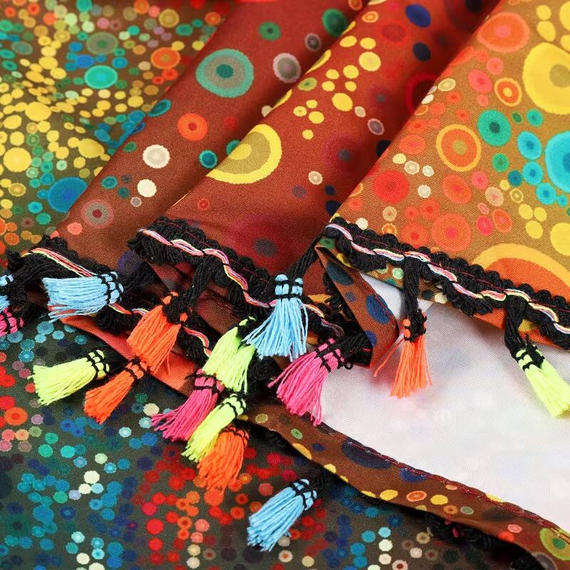 Alt View 2. Oumilen - 2-Pack Boho Mandala Curtains, Colorful Circle Print Window Curtains with Multicolor Tassels Rod Pocket 52x63 Inch - Multicolor.