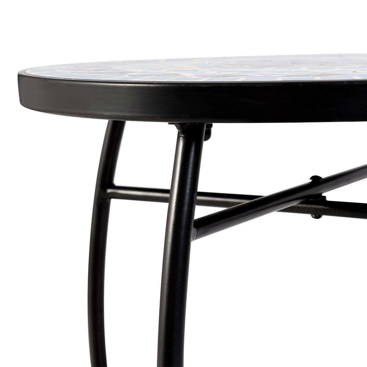Alt View 3. Costway - Outdoor Indoor Accent Table,Mosaic Patio Table, Plant Stand Cobalt Blue Color Scheme Garden Steel - multicolor.