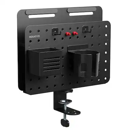 Front. Mount-It! - Clamp-On Pegboard Organizer with Swivel, Desk Storage Panel for Office, Gaming, and Home Workspace - Black.