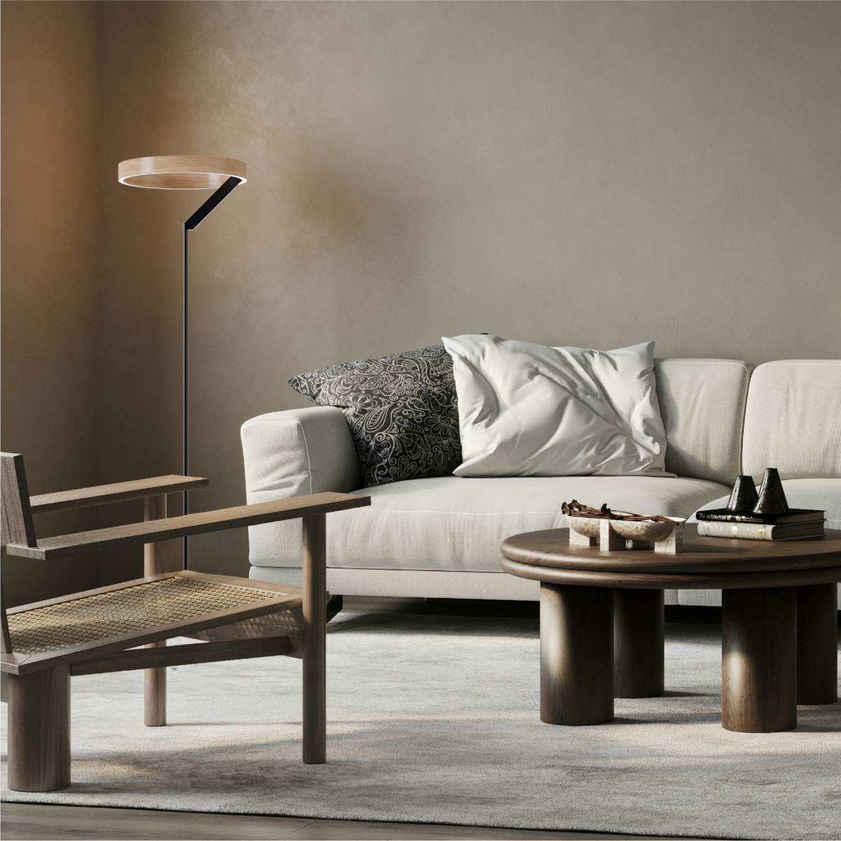 Alt View 2. Infibrite - Modern 24W LED Floor Lamp 63 Inch, 2700K Warm Light, Angled Base, Integrated LED, Stepless Dimming - White.