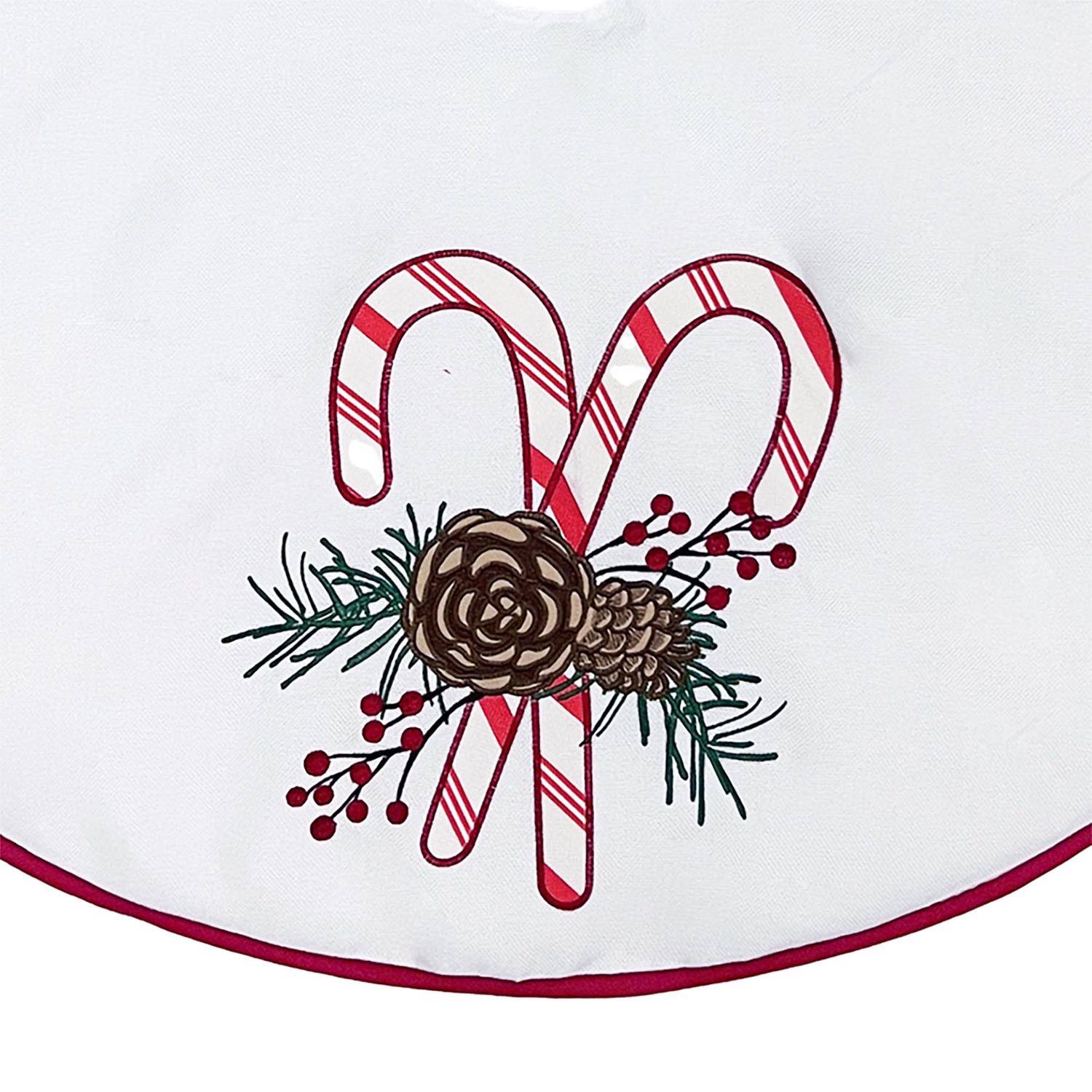 Angle. Celebrations - Celebrations Home White Candy Cane Tree Skirt (Case of 4) - Red|White.