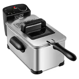 Kadyn - Resenkos 3.2 Quart Electric Stainless Steel Deep Fryer with Timer, Electric Deep Fryer Capacity, Easy to Clean - Silver