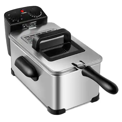 Front. Kadyn - Resenkos 3.2 Quart Electric Stainless Steel Deep Fryer with Timer, Electric Deep Fryer Capacity, Easy to Clean - Silver.