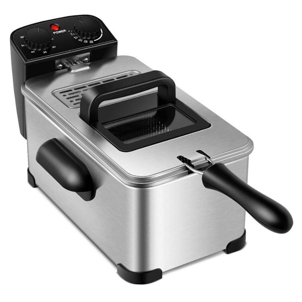 Front. Kadyn - Resenkos 3.2 Quart Electric Stainless Steel Deep Fryer with Timer, Electric Deep Fryer Capacity, Easy to Clean - Silver.