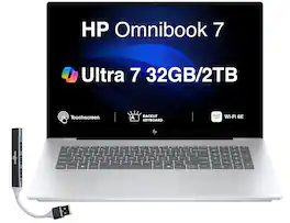 HP - Upgraded - Omnibook 7 Laptop 17.3 FHD Display (Ultra 7-258V, 32GB, 2TB SSD, Intel Arc 140V, Win 11 Pro) w/USB Hub - Silver
