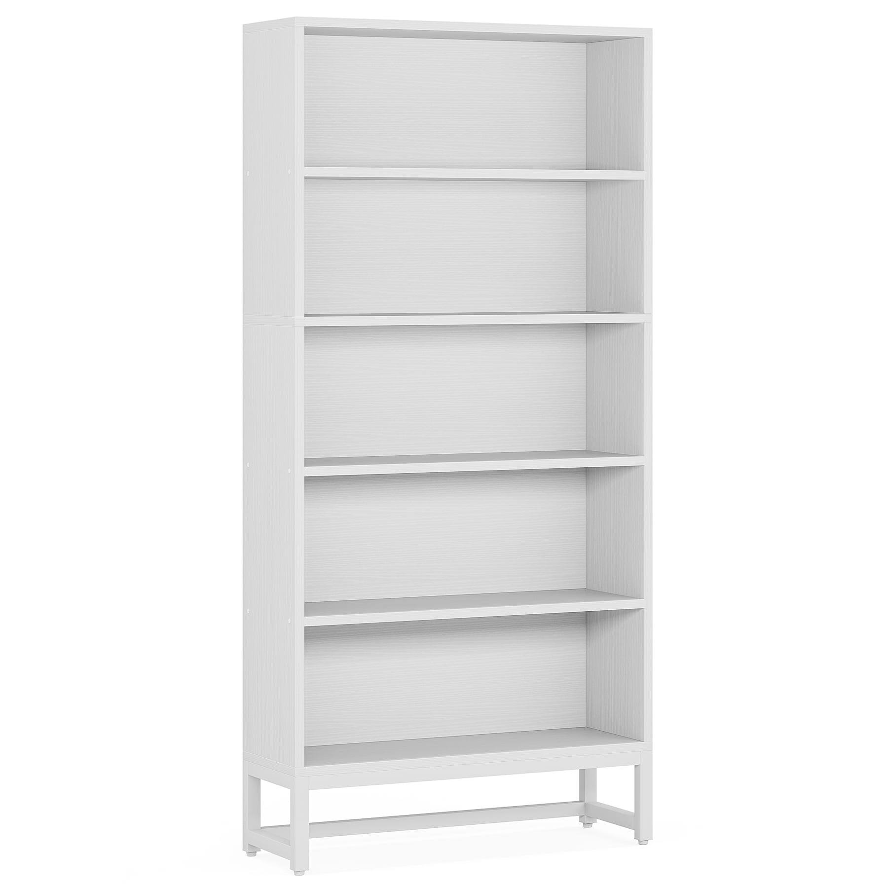 Angle. Kadyn - Kadyn Bookshelf, Tall Library Shelf - Sturdy Construction for Heavy Hardbacks, Figures & More, White - White.