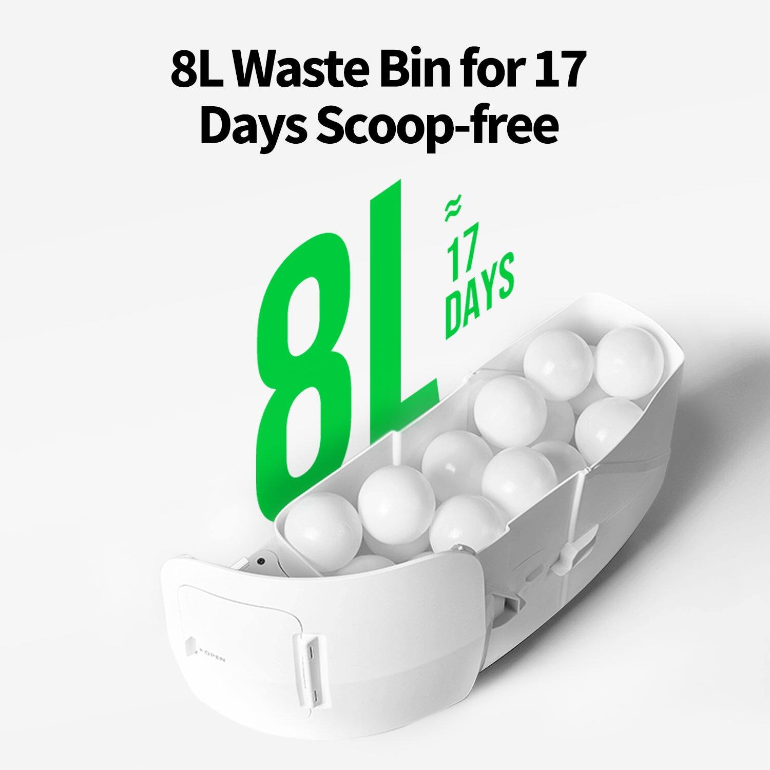 8L Waste Bin for 17 Days Scoop-free