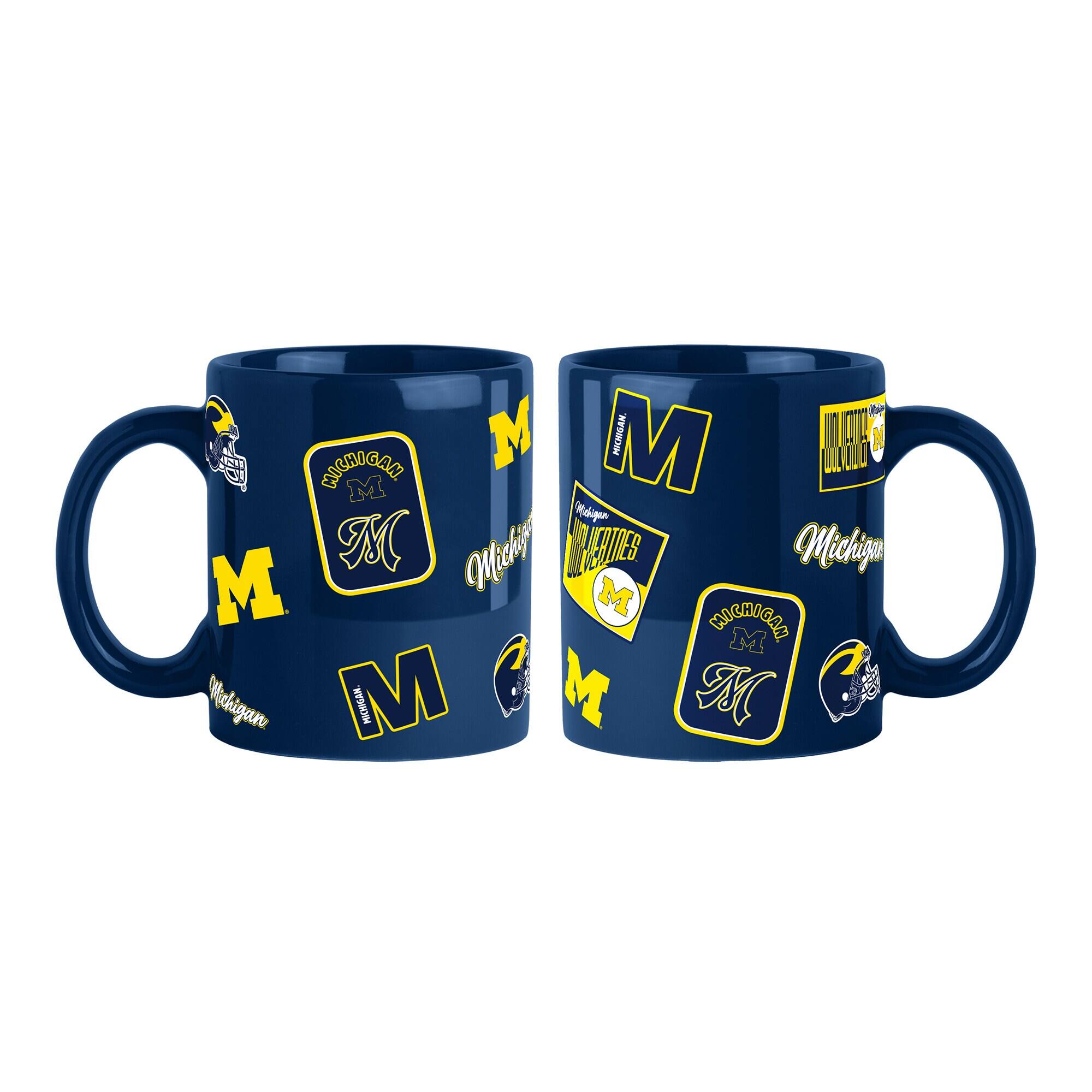 Logo Brands - Michigan Wolverines 2-Pack 15oz. Color Mug Set - Navy