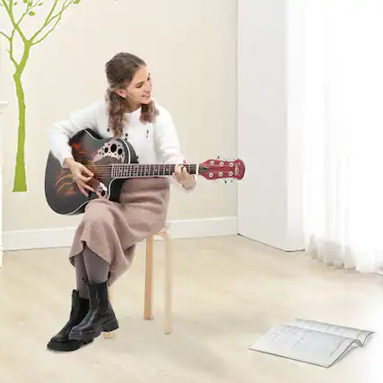 Front. Winado - 41in Acoustic-Electric Guitar, 6 String Cutaway Guitar with EQ-7545R Bass Preamp with Four-Band EQ for Beginner.