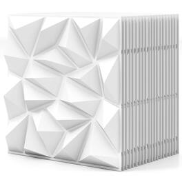 Costway - 20 Pack 3D Wall Panels PVC Diamond Textured Wall Tiles for DIY Painting Cutting - White