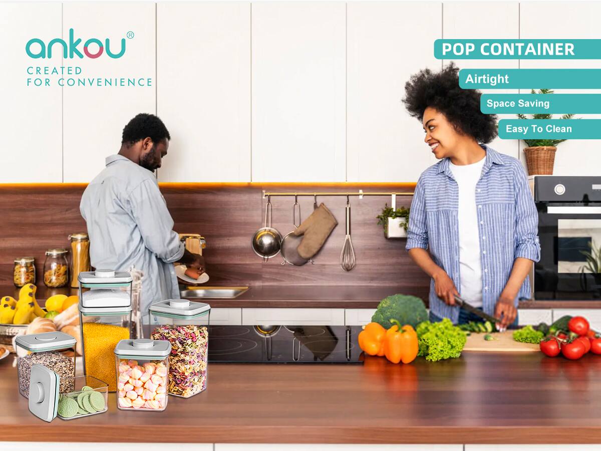 ankou  
CREATED FOR CONVENIENCE  

POP CONTAINER  
Airtight  
Space Saving  
Easy To Clean