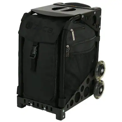 Front. Zuca - Zuca Sport Stealth Insert Bag (Black) and Black Frame with Flashing Wheels - Black.