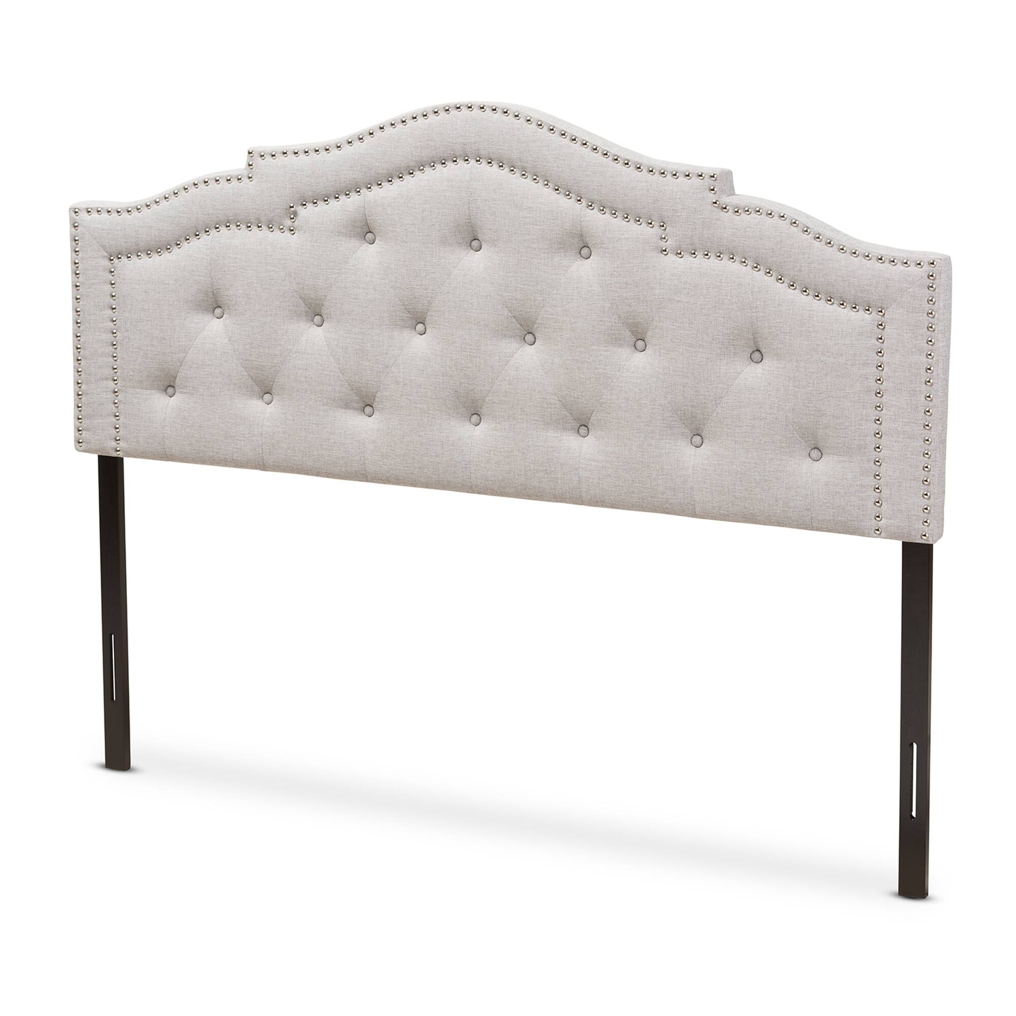 Front. Baxton Studio - Edith Modern and Contemporary Fabric Queen Size Headboard - Greyish Beige.