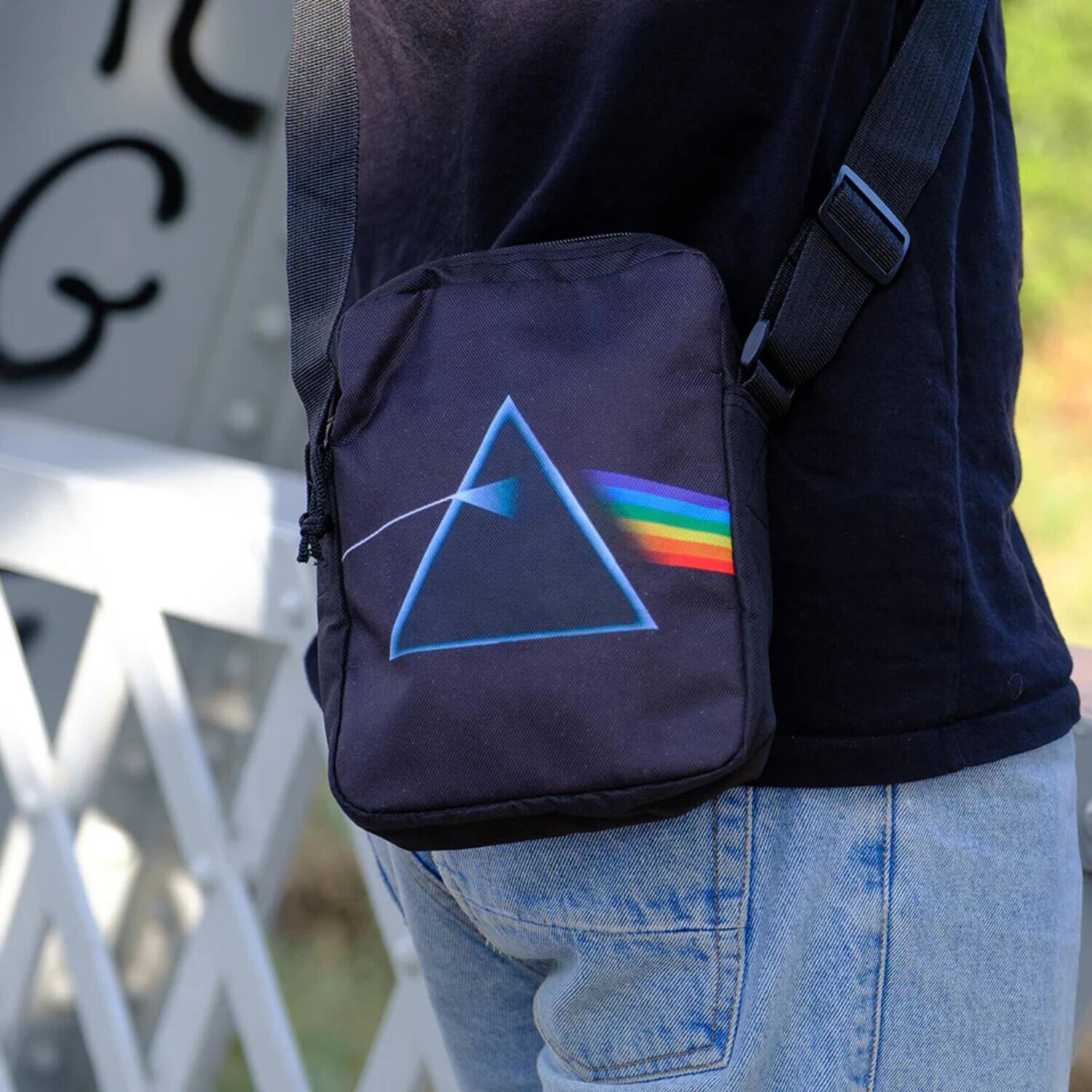 Alt View 1. PopMarket - Pink Floyd - Rocksax - Pink Floyd - Dark Side of the Moon Logo - Crossbody Bag with Stash Pockets - Multicolor.