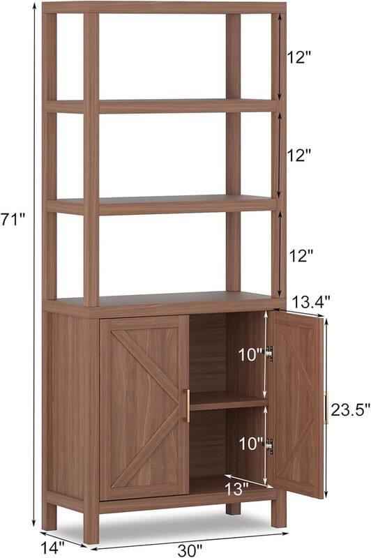 - Height: 71"
- Width: 30"
- Depth: 14"
- Shelf spacing: 12"
- Shelf depth: 12"
- Cabinet height: 13.4"
- Cabinet width: 23.5"
- Cabinet depth: 10"
- Drawer height: 10"
- Drawer width: 13"