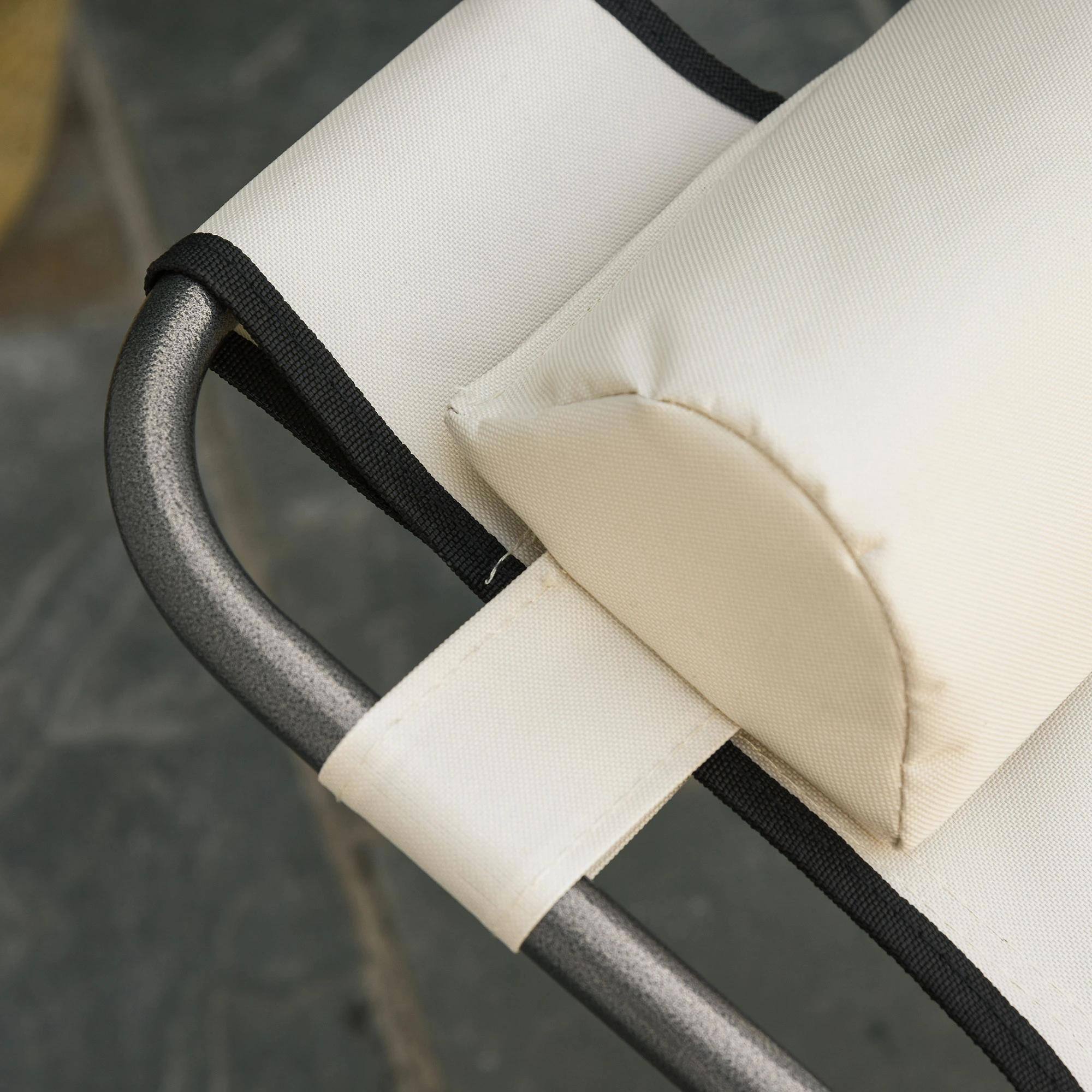 Alt View 1. Resenkos - Resenkos Folding Chaise Lounge Chair For Outside, 2-In-1 Tanning Chair With Pillow & Pocket, Cream White - Cream White.