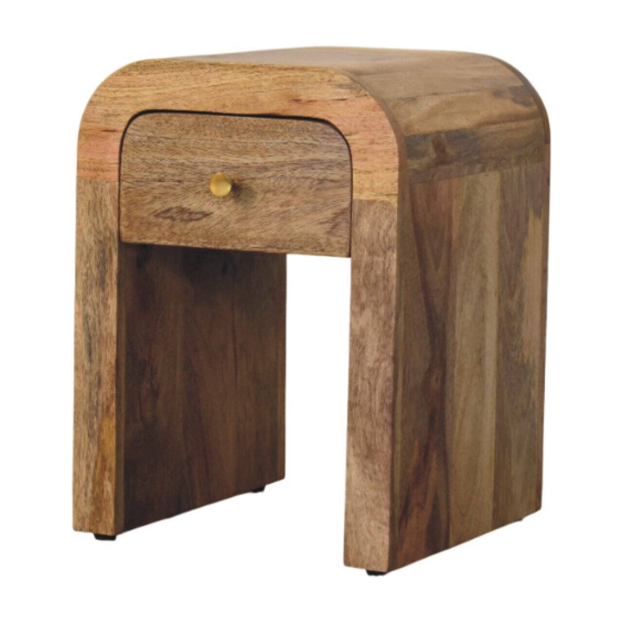 Angle. Artisan Furniture - Artisan Furniture Solid Wood Mini Darcy Oak-ish Nightstand with Curved Edges - Oak.