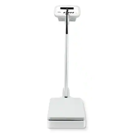 Front. Viva Comfort - ME904 Series Scale, Digital Physician Scale with Height Rod and BMI Display - White.