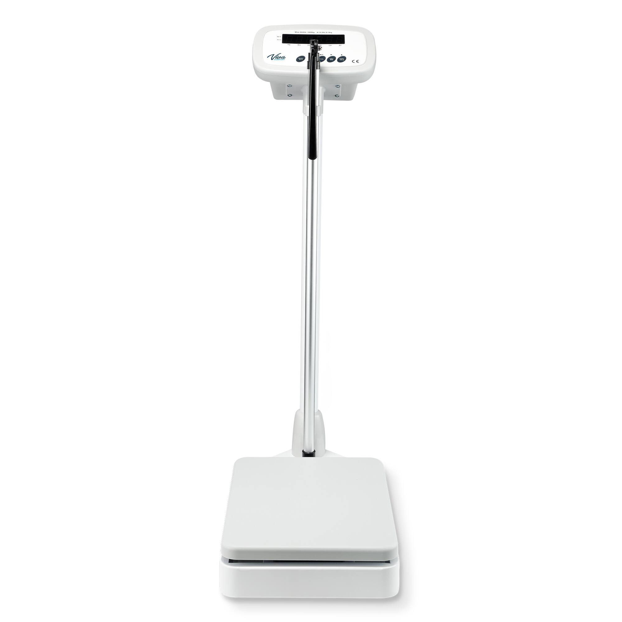 Front. Viva Comfort - ME904 Series Scale, Digital Physician Scale with Height Rod and BMI Display - White.