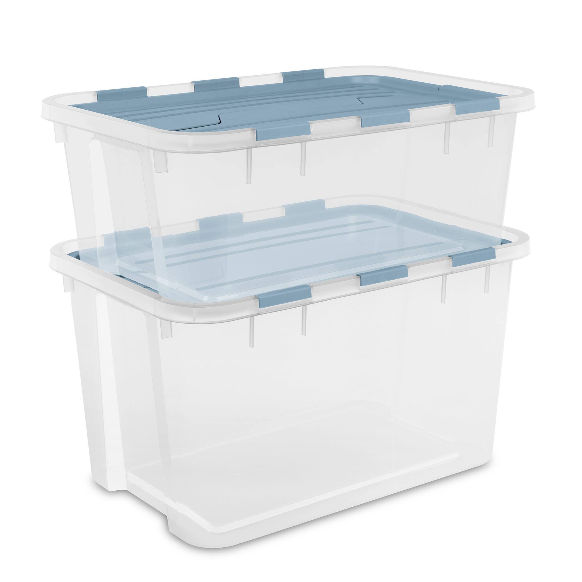 Alt View 7. Sterilite - Sterilite 40 Qt Hinged Lid Storage Box, Plastic Container, Washed Blue, 24 Pack.