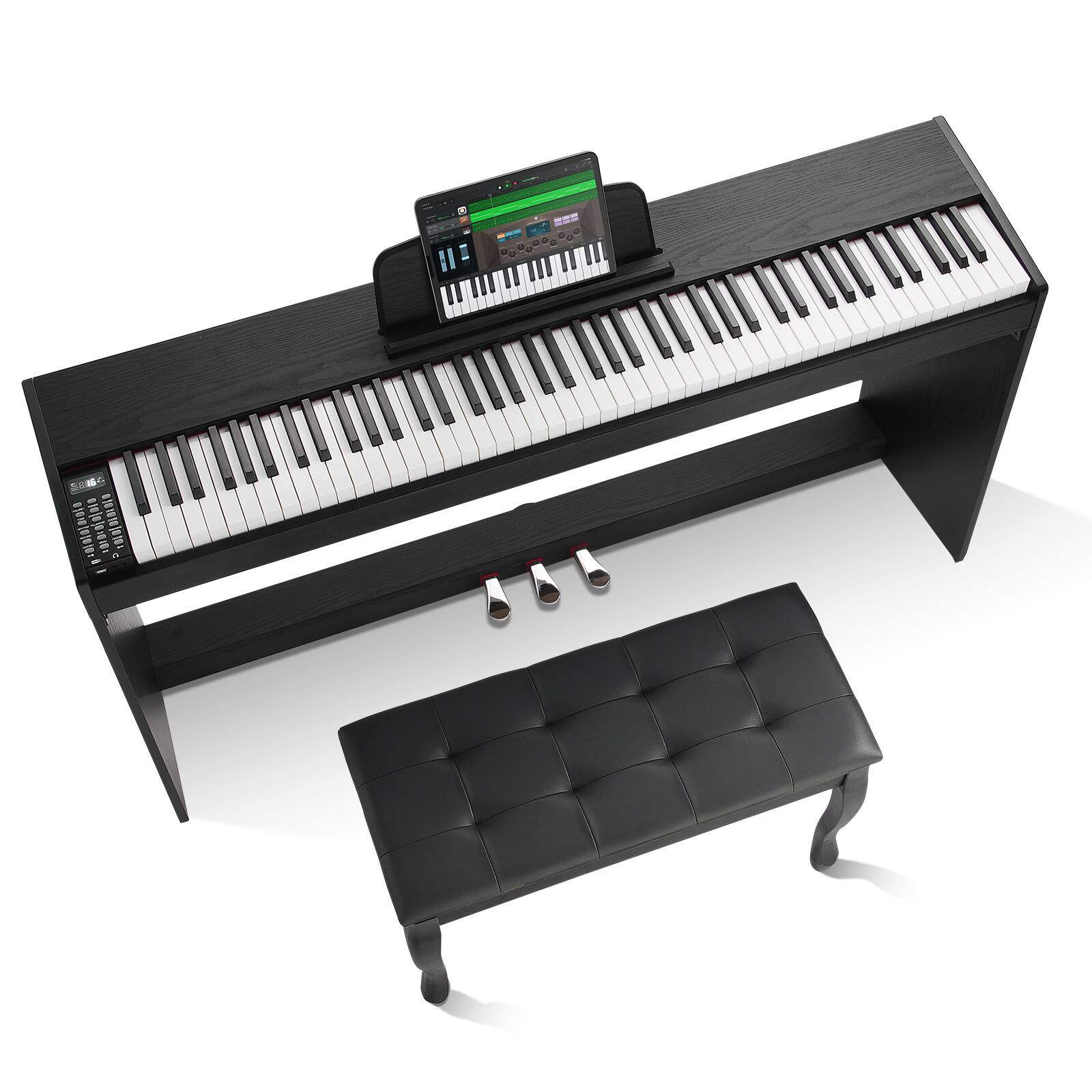 Alt View 5. VEVOR - Weighted Digital Piano, 88 Key Fully Weighted Keys, Dual Keyboard & Speakers Simple Cabinet Bracket - Black.