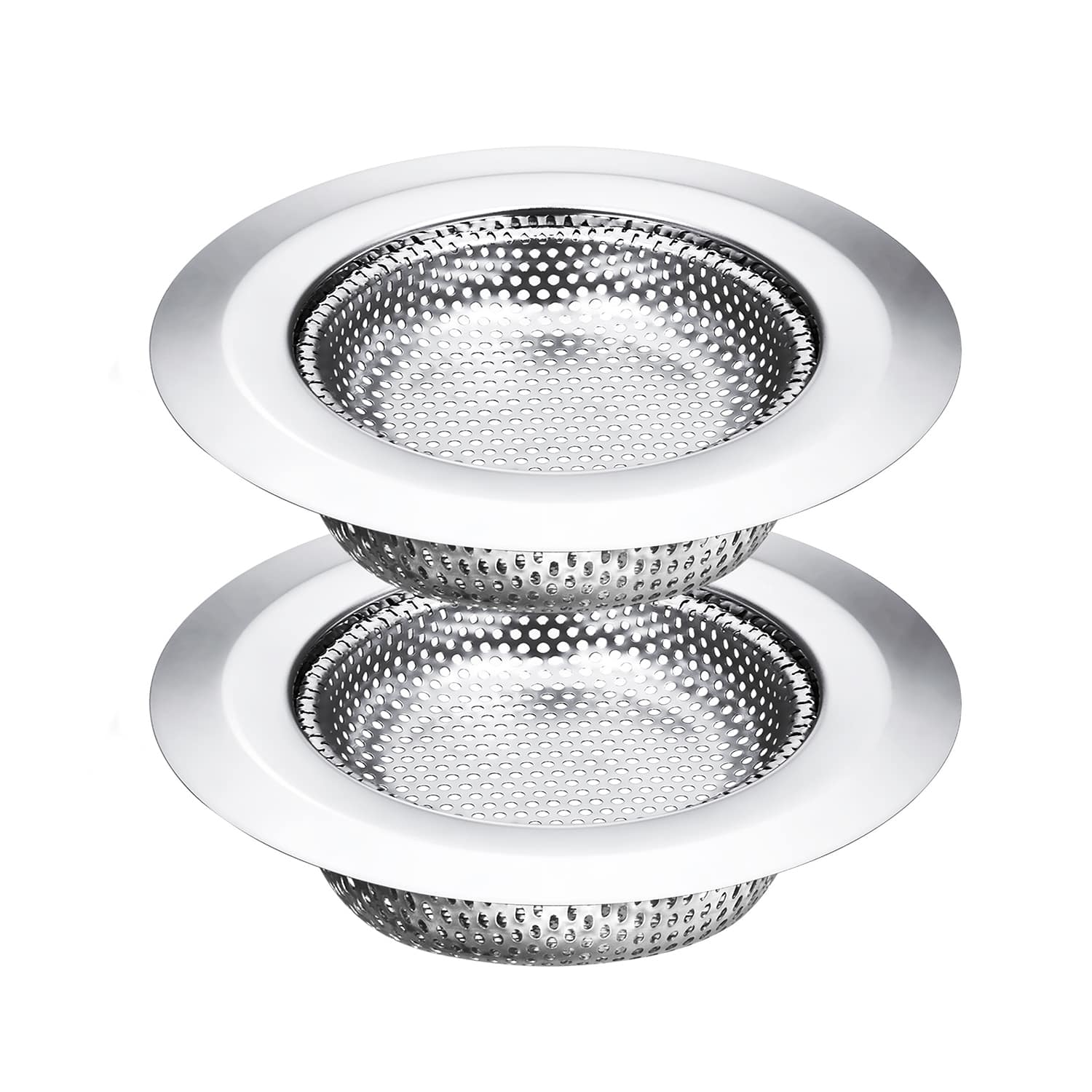 Front. Garnen - 2 Pack Kitchen Sink Drain Strainer, Stainless Steel Mesh Sink Strainer Basket, Sink Food Catcher, 3.5" - Silver.