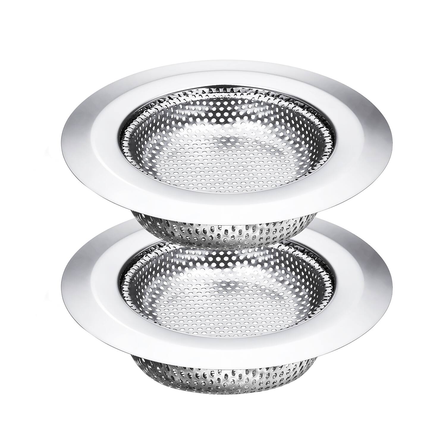 Front. Garnen - 2 Pack Kitchen Sink Drain Strainer, Stainless Steel Mesh Sink Strainer Basket, Sink Food Catcher, 3.5" - Silver.