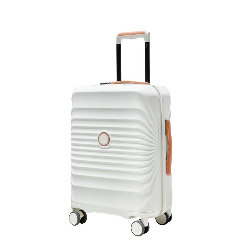 Front. BreeBe - 28' Lightweight Suitcase with TSA Lock, USB Port, Artificial Leather Handle and Spinner Wheels - Creamy White.