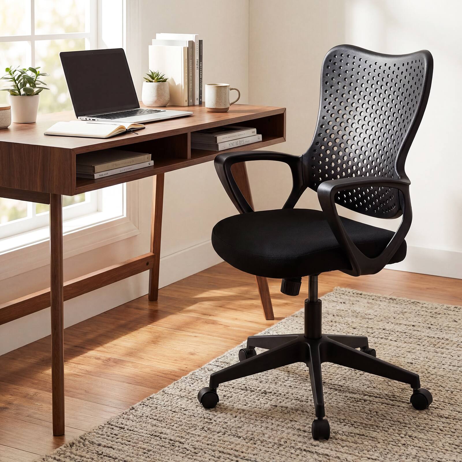 Alt View 3. Costway - Costway 1 PCS Ergonomic Office Chair with Armrests, Padded Cushion & Butterfly Backrest for Study - Black.