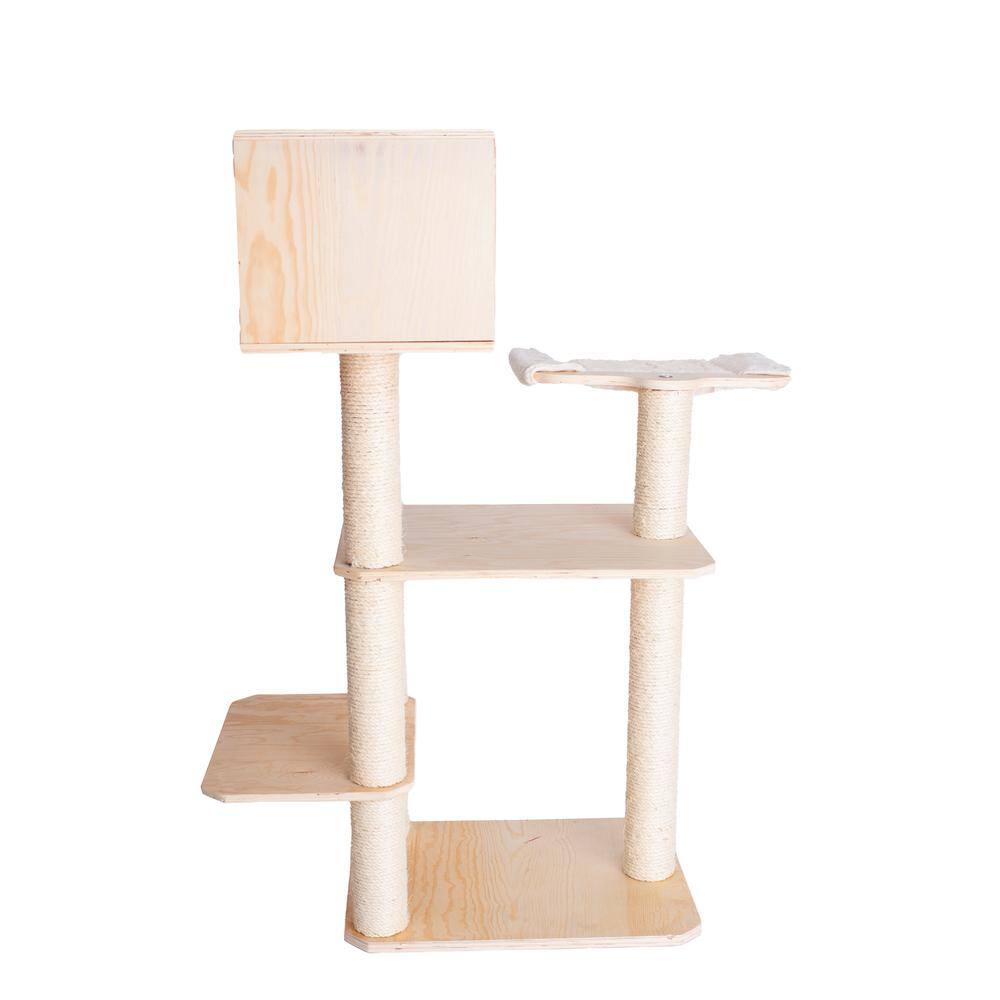 Alt View 4. Armarkat - Real Wood Premium Scots Pine Solid Wood Cat Tree 50 Tall - Beige.
