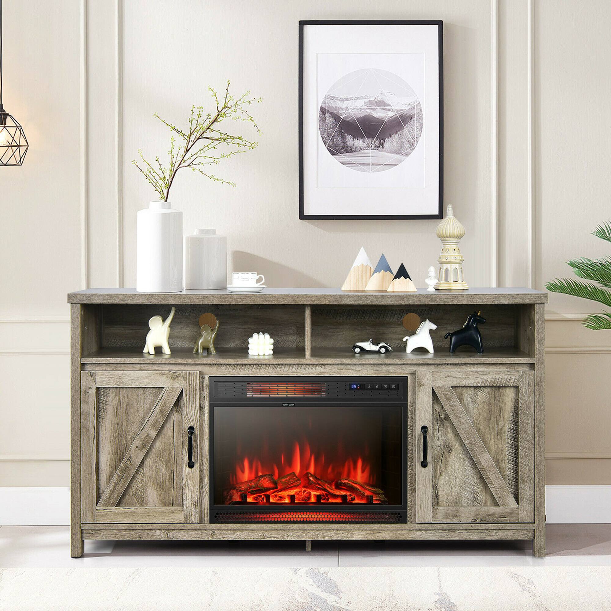 Alt View 3. Gymax - Gymax 59'' Fireplace TV Stand W/ 25'' 1350W Electric Fireplace Heater Natural - Natural.